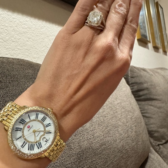 Sold! $2795 Michele Serein Diamonds Gold Tone Women's Watch MWW21B000031 - Picture 9 of 15